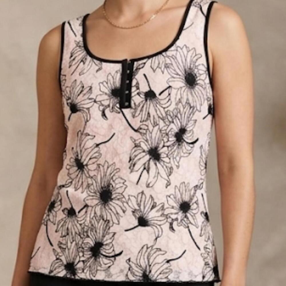 Dressbarn Vintage-Style Lace Floral Tank Top | Hook & Eye Detail Dressbarn Top